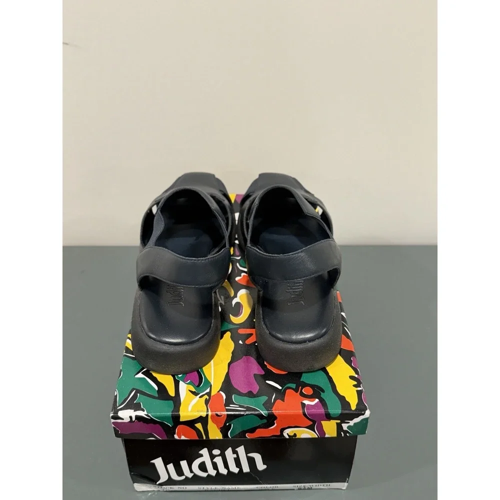 Judith Navy Rachel Leather Slingback Sandal Women 8.5 Blue Fisherman Flat NWB